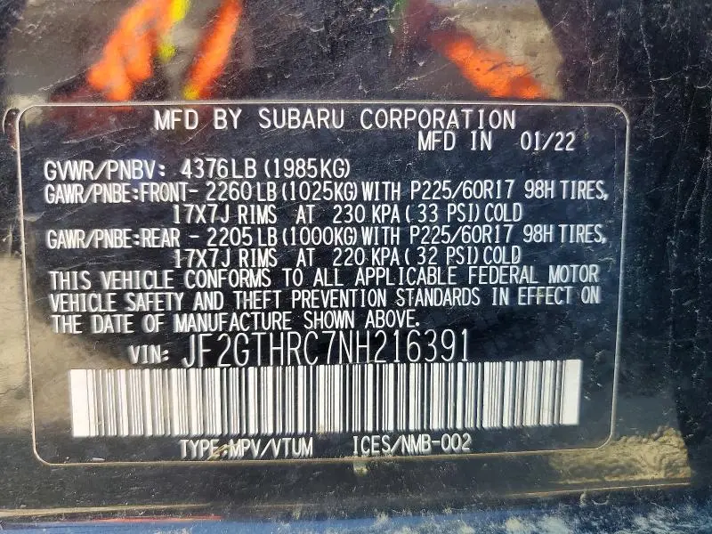 2022 SUBARU CROSSTREK SPORT  