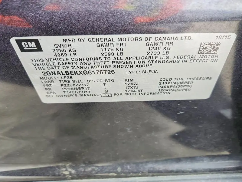 2016 CHEVROLET EQUINOX LS  
