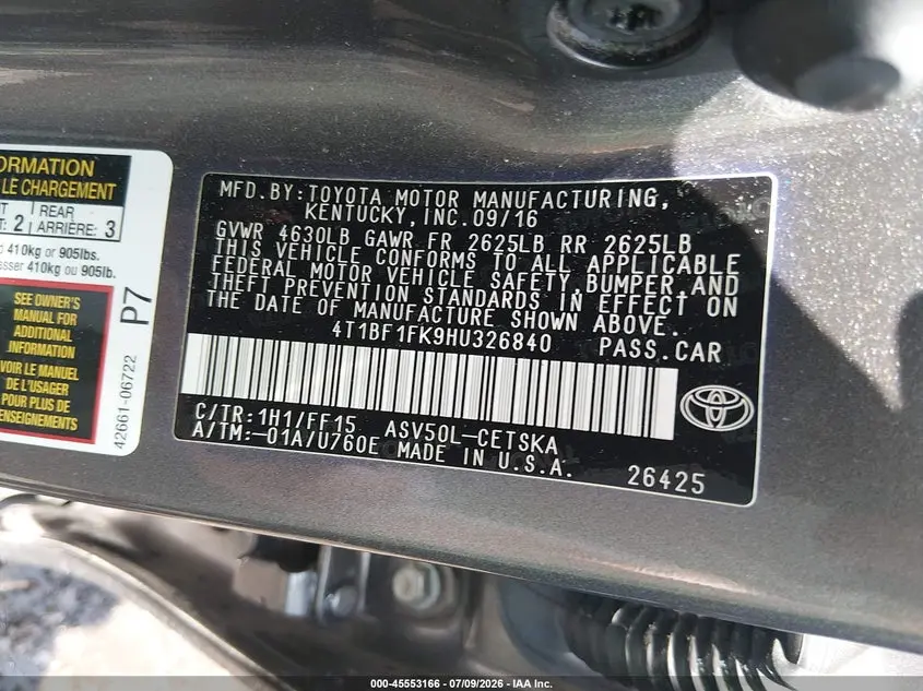2017 TOYOTA CAMRY SE