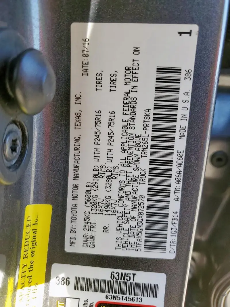 2016 TOYOTA TACOMA DOUBLE CAB  