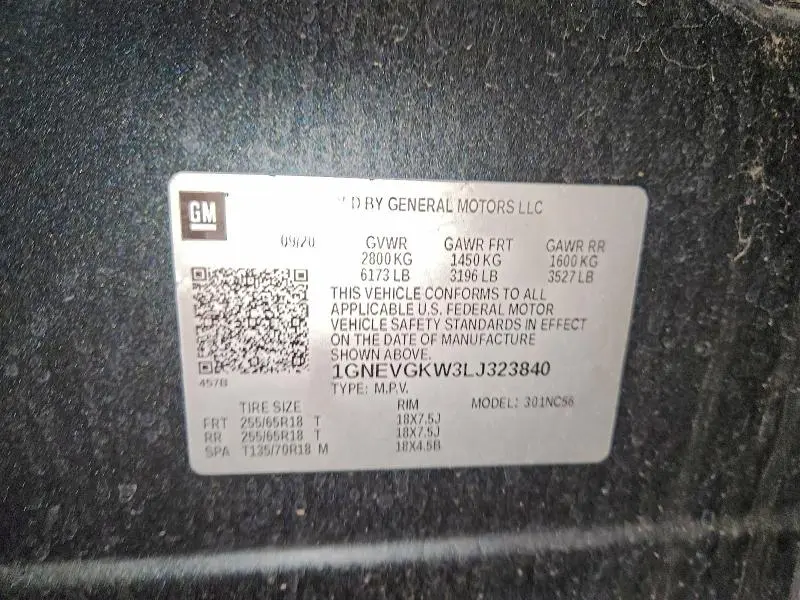 2020 CHEVROLET TRAVERSE LT  