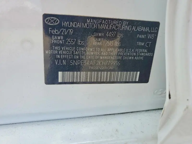 2019 HYUNDAI SONATA SEL  