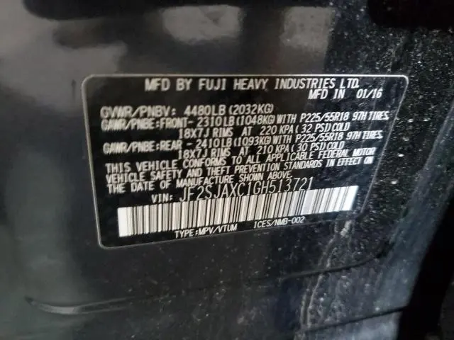 2016 SUBARU FORESTER 2.5I TOURING  