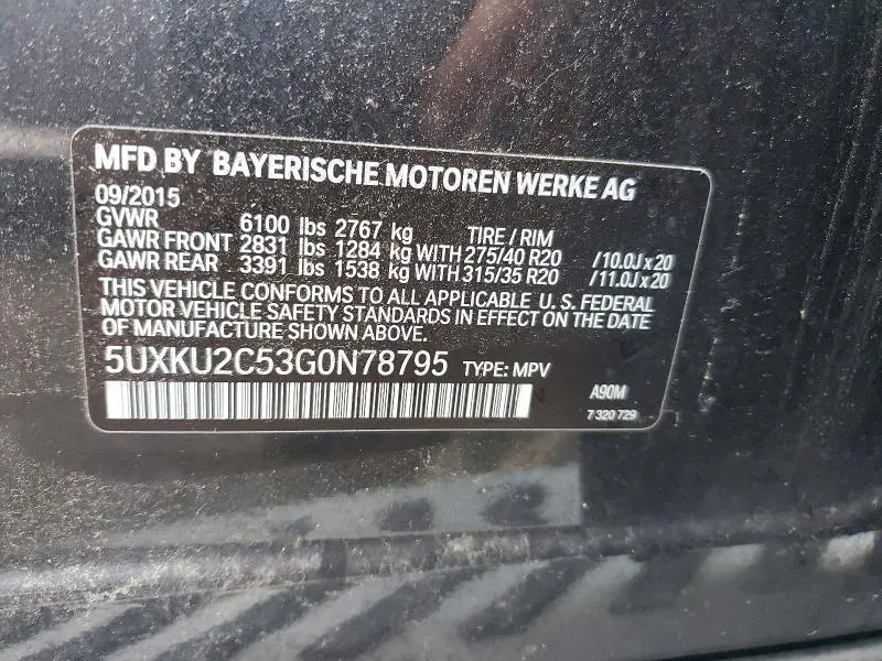 2016 BMW X6 XDRIVE35I  