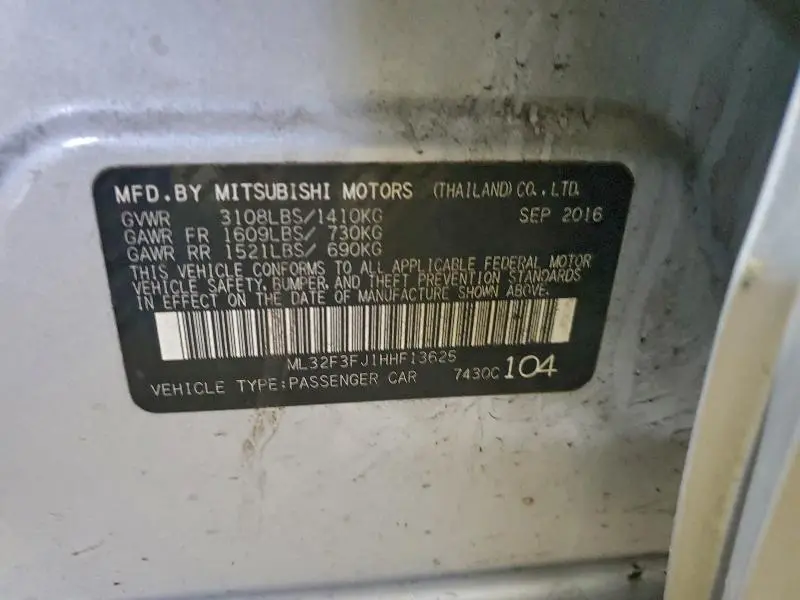 2017 MITSUBISHI MIRAGE G4 ES  