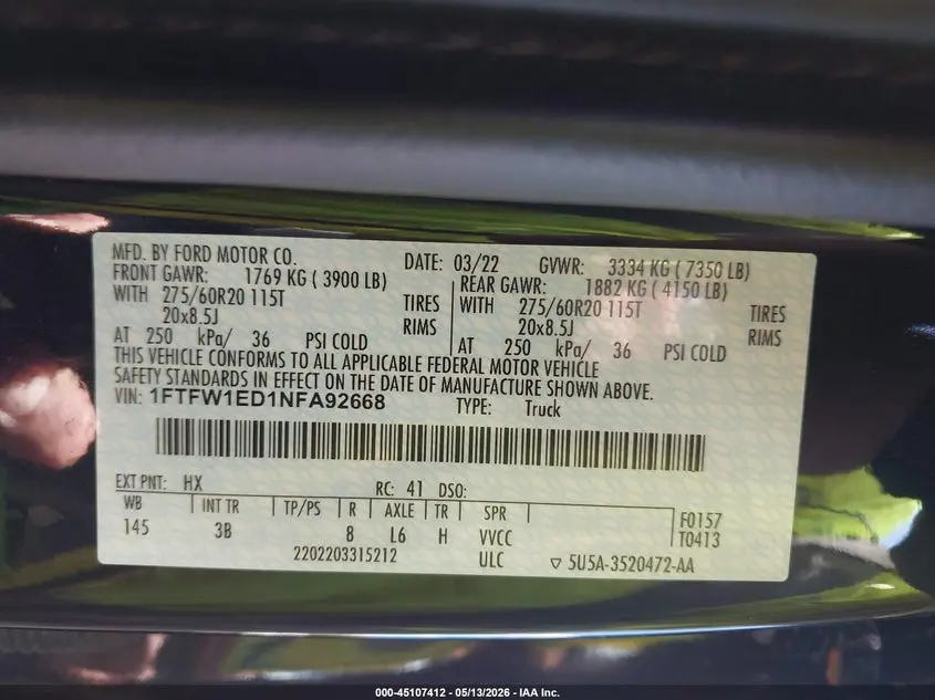 2022 FORD F-150 PLATINUM