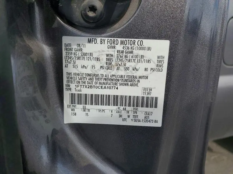 2012 FORD F250 SUPER DUTY  