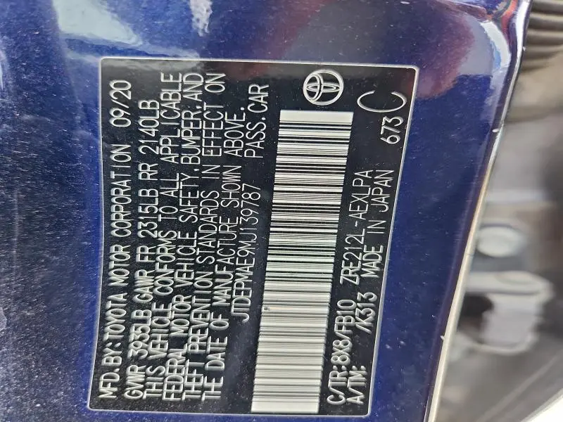 2021 TOYOTA COROLLA LE  