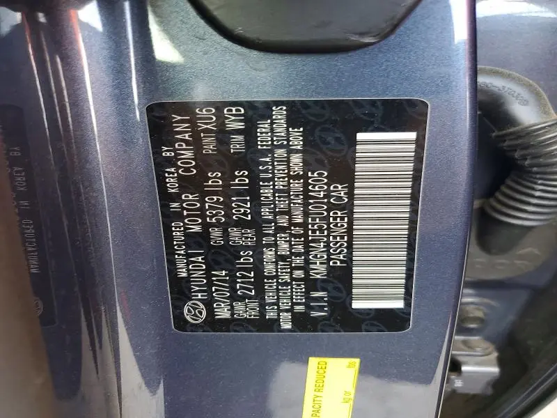 2015 HYUNDAI GENESIS 3.8L  
