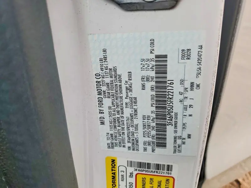 2015 FORD FUSION TITANIUM PHEV  