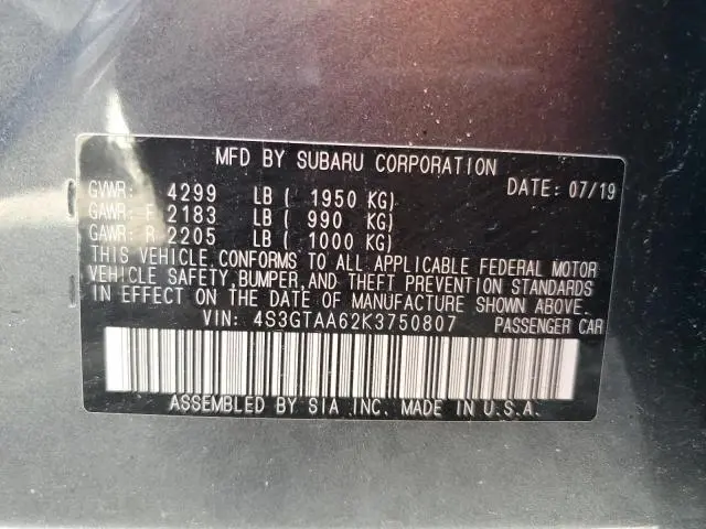 2019 SUBARU IMPREZA   