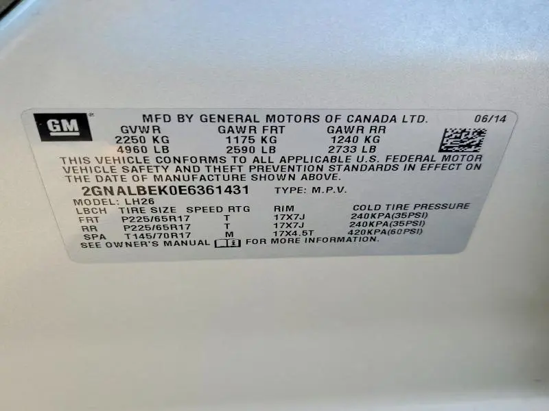 2014 CHEVROLET EQUINOX LT  