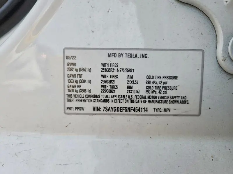 2022 TESLA MODEL Y   