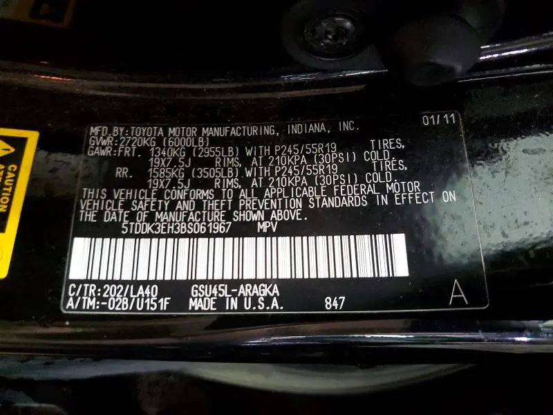 2011 TOYOTA HIGHLANDER LIMITED  