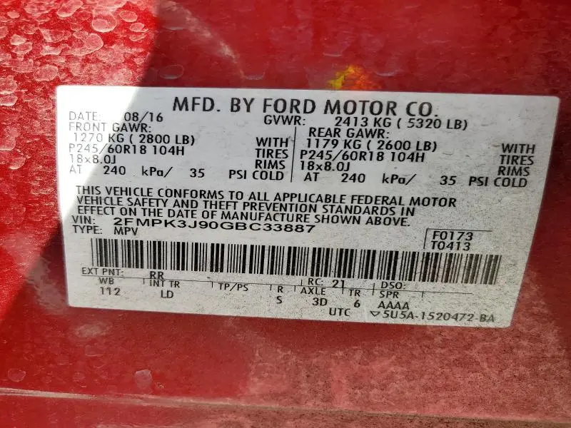 2016 FORD EDGE SEL  