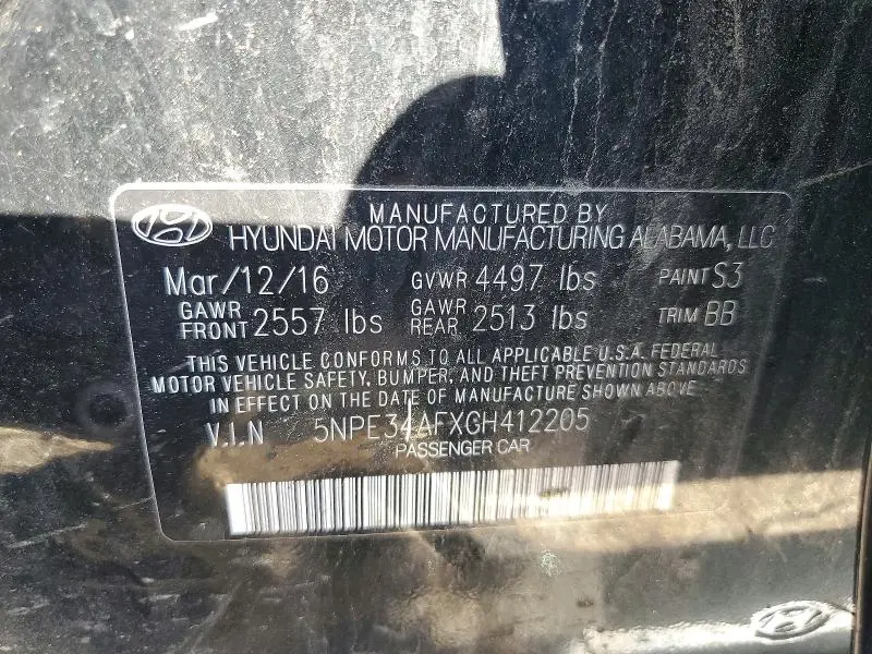 2016 HYUNDAI SONATA LIMITED  