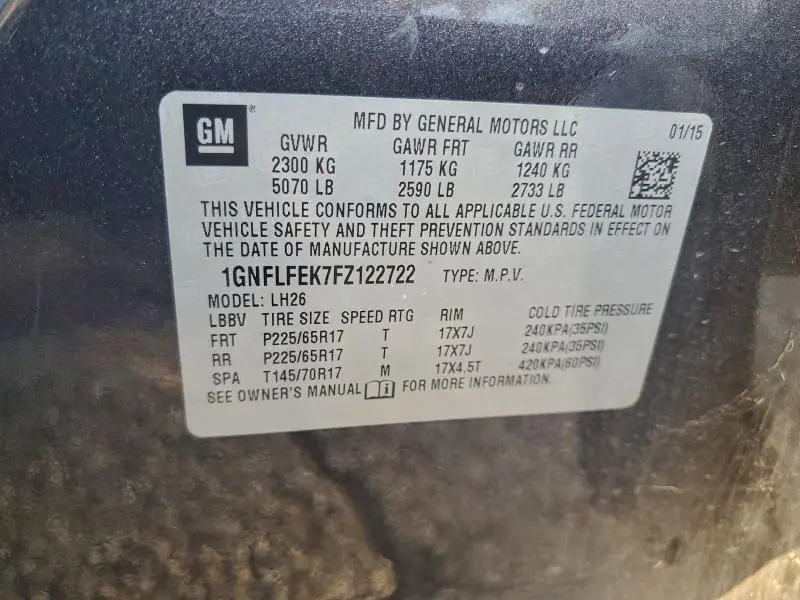 2015 CHEVROLET EQUINOX LT  