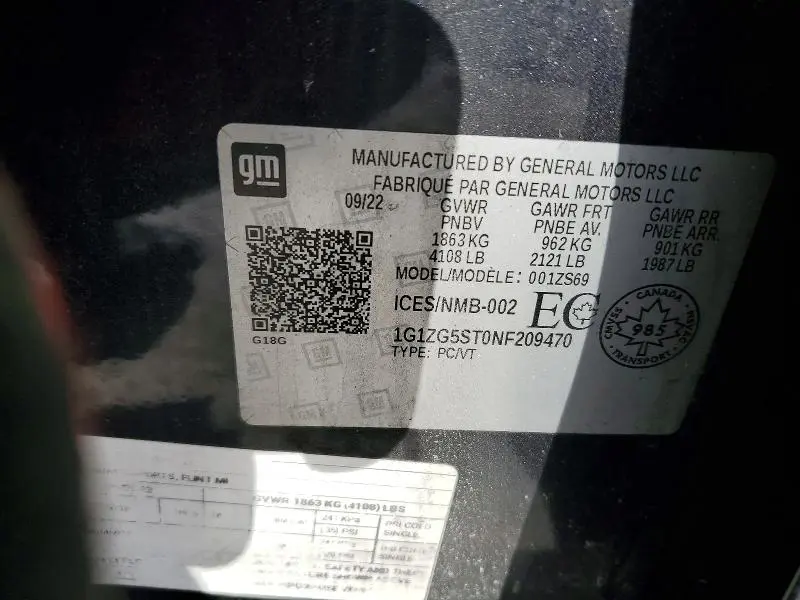 2022 CHEVROLET MALIBU RS  