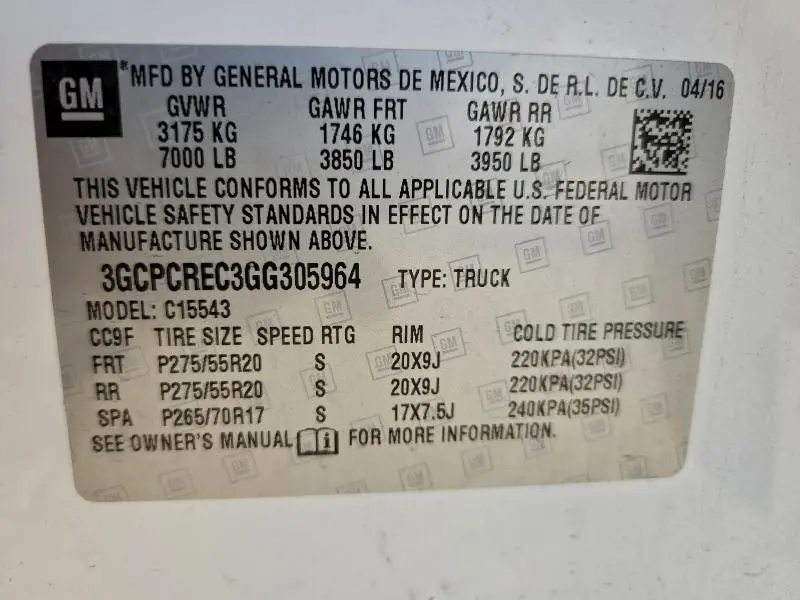 2016 CHEVROLET SILVERADO C1500 LT  