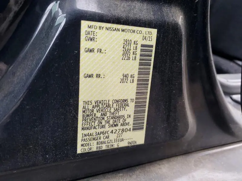 2015 NISSAN ALTIMA 2.5  