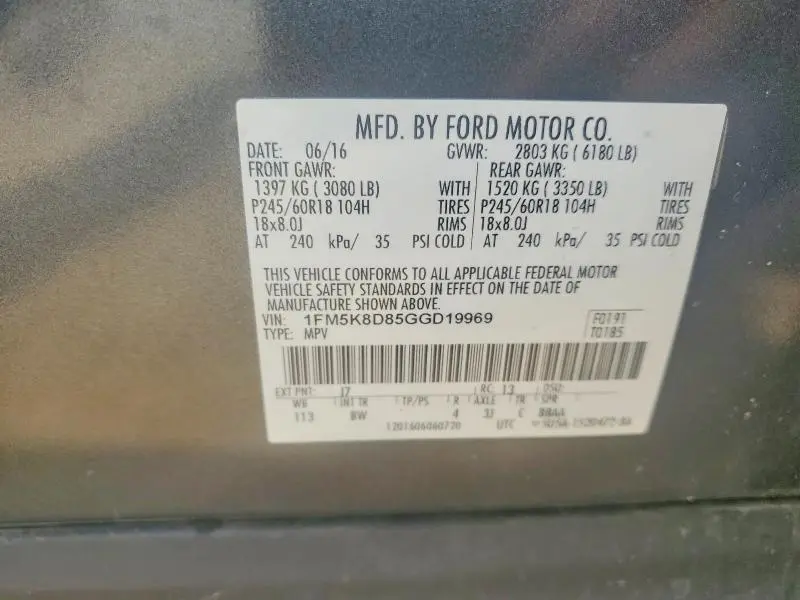 2016 FORD EXPLORER XLT  