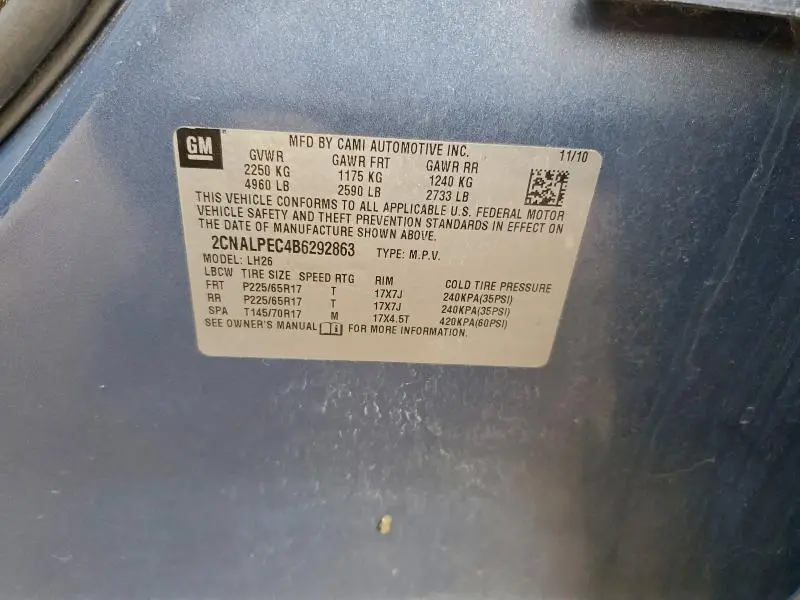 2011 CHEVROLET EQUINOX LT  