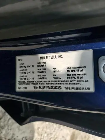 2019 TESLA MODEL 3   