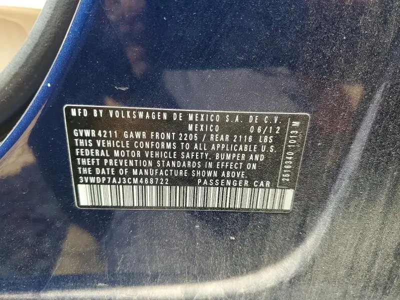 2012 VOLKSWAGEN JETTA   