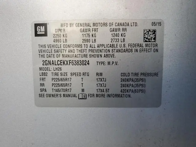 2015 CHEVROLET EQUINOX LT  
