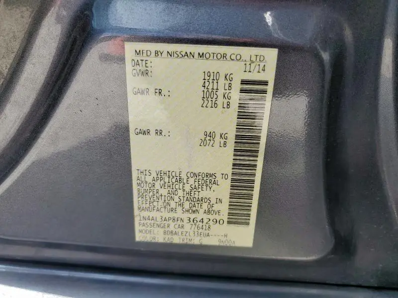 2015 NISSAN ALTIMA 2.5  