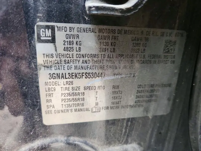 2015 CHEVROLET CAPTIVA LT  