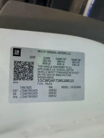 2021 CHEVROLET EXPRESS G2500   