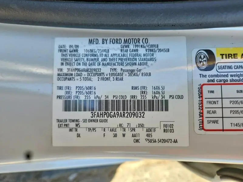 2010 FORD FUSION S  