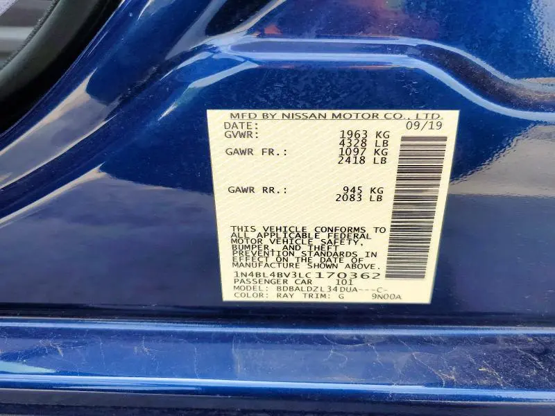2020 NISSAN ALTIMA S  