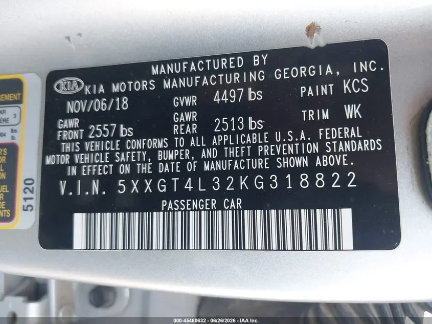 2019 KIA OPTIMA LX