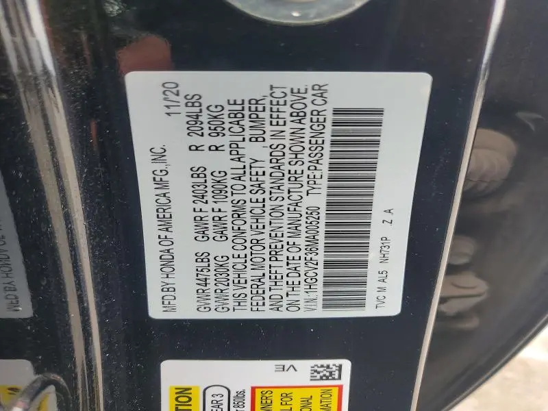 2021 HONDA ACCORD SPORT  