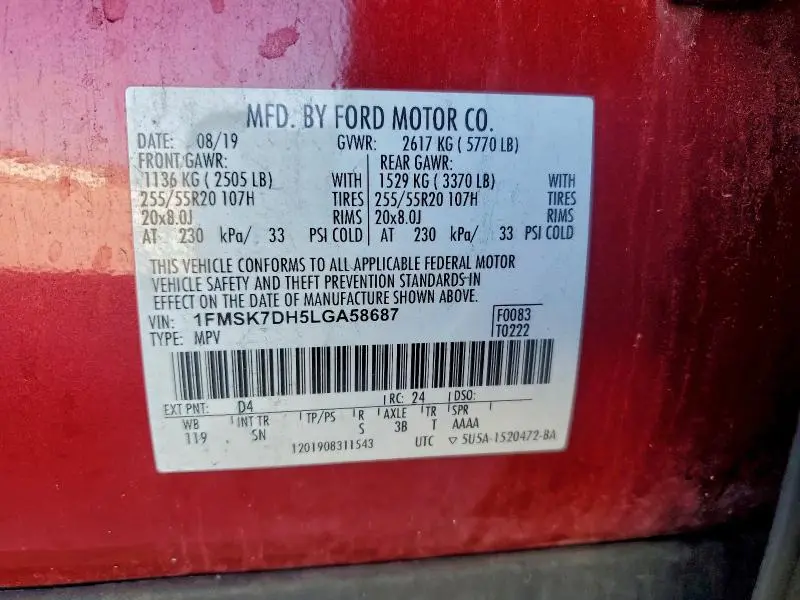 2020 FORD EXPLORER XLT  