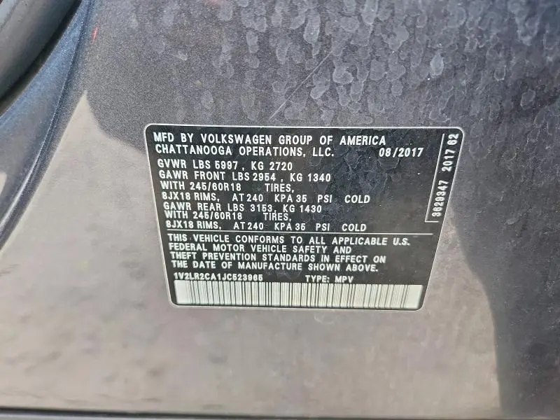 2018 VOLKSWAGEN ATLAS SE  