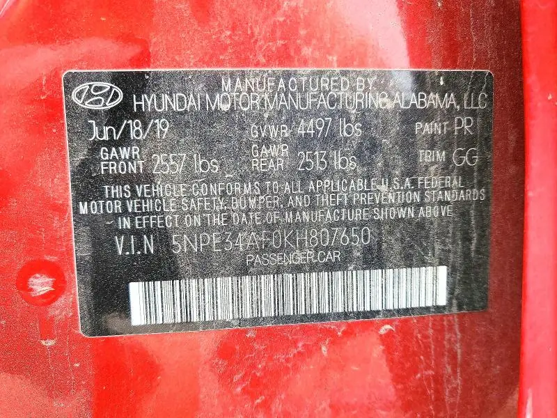 2019 HYUNDAI SONATA LIMITED  