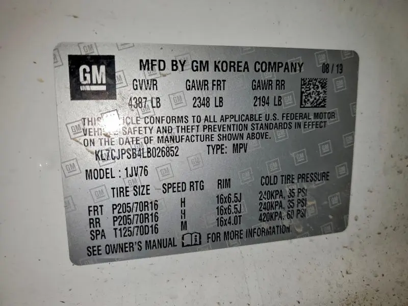 2020 CHEVROLET TRAX 1LT  