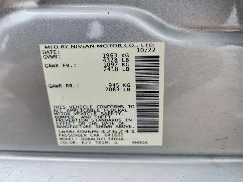 2023 NISSAN ALTIMA SV  