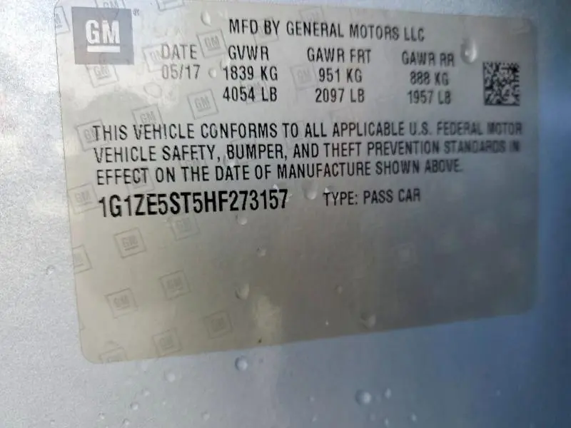 2017 CHEVROLET MALIBU LT  