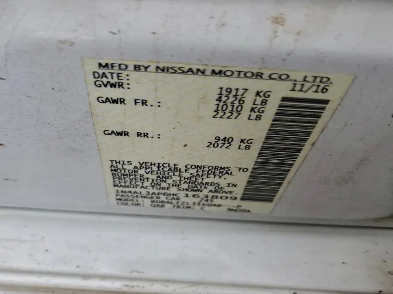 2017 NISSAN ALTIMA 2.5  