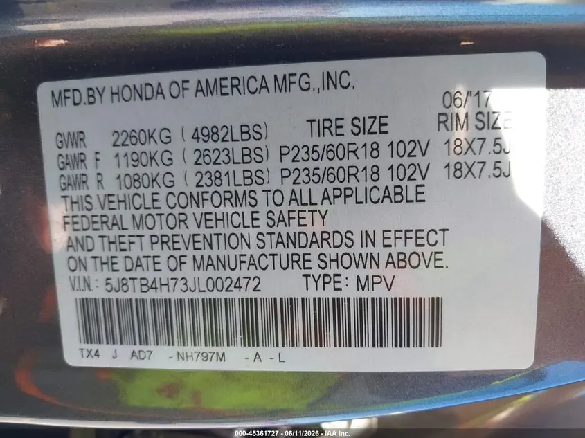 2018 ACURA RDX ADVANCE PACKAGE