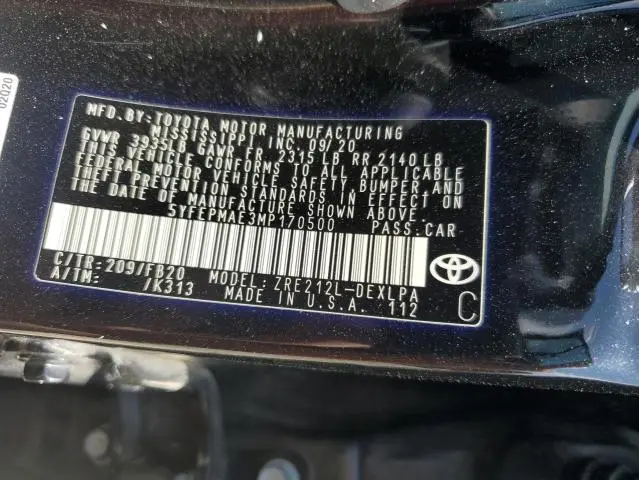 2021 TOYOTA COROLLA LE  
