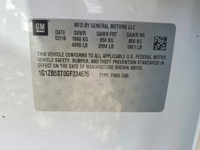 2016 CHEVROLET MALIBU LS  