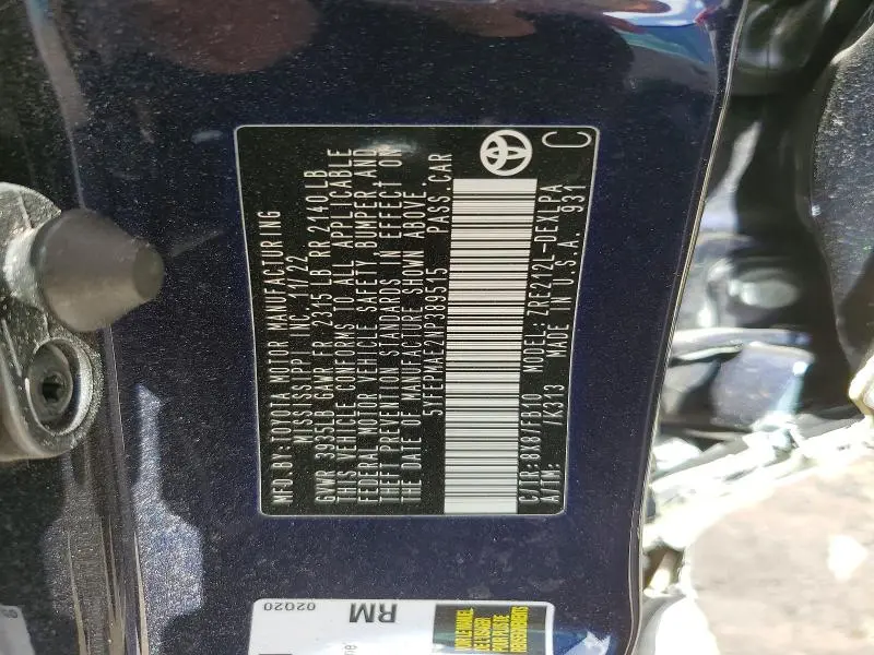 2022 TOYOTA COROLLA LE  