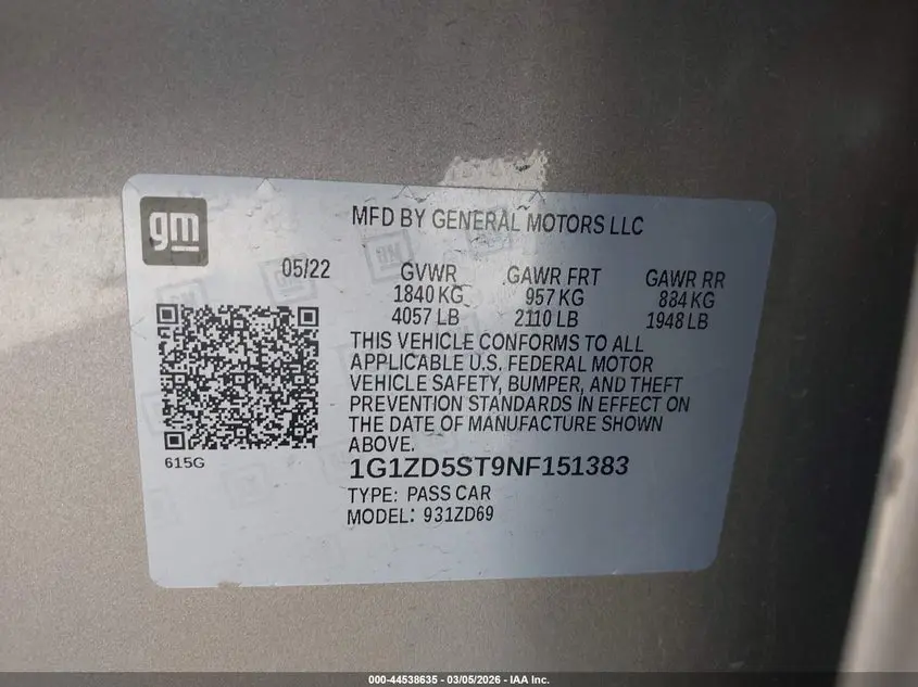2022 CHEVROLET MALIBU FWD LT