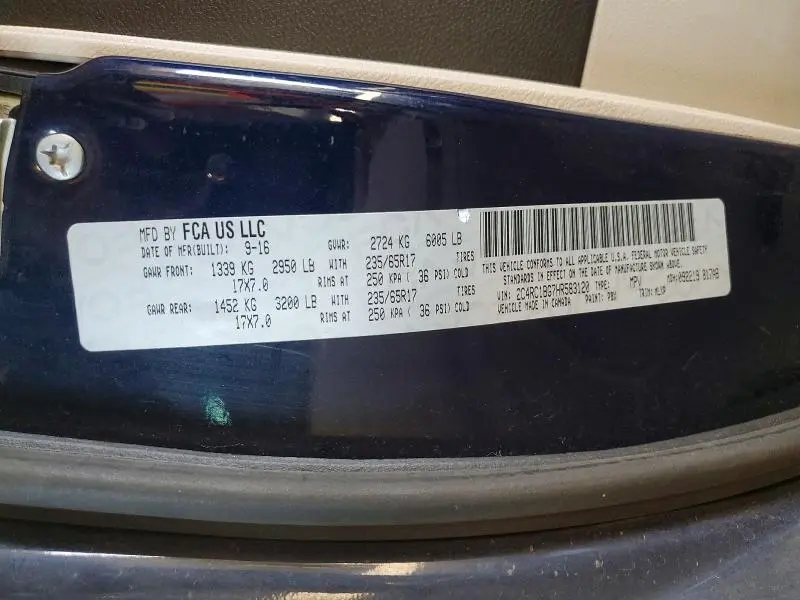 2017 CHRYSLER PACIFICA TOURING L  