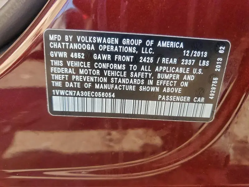 2014 VOLKSWAGEN PASSAT SEL  